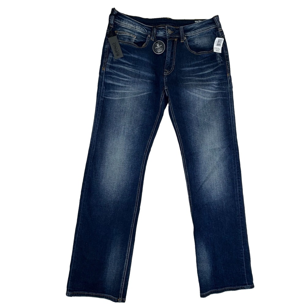 NEW Buffalo David Bitton Men's Driven-X Straight Stretch Jeans 32x32 Whiskering
